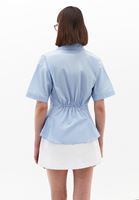 Women Blue Ruched Detail Shirt