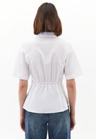 Women White Ruched Detail Shirt