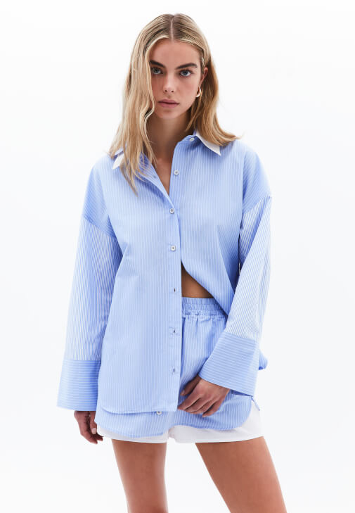 Çok Renkli Oversize Çizgili Gömlek