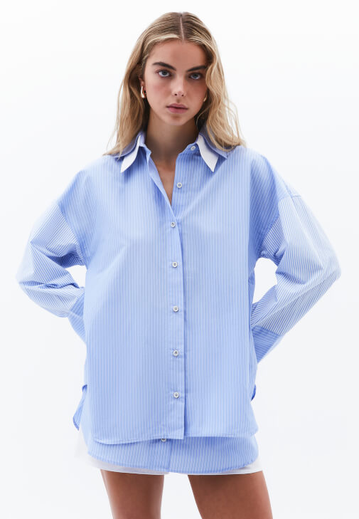 Oversize Gömlek ve Şortlu Etek Kombini