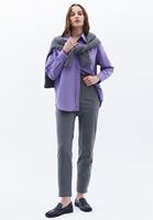 Bayan Mor Oversize Poplin Gömlek