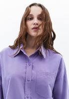 Bayan Mor Oversize Poplin Gömlek
