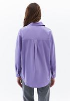 Bayan Mor Oversize Poplin Gömlek
