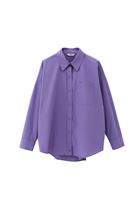 Bayan Mor Oversize Poplin Gömlek