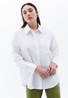 Bayan Beyaz Oversize Poplin Gömlek