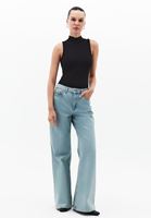 Bayan Siyah Dik Yaka Bodysuit