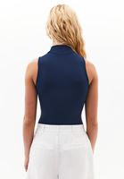 Bayan Mavi Dik Yaka Bodysuit