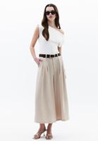 Women Cream Boat Neck Blouse with Gathered Detail