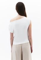 Women Cream Boat Neck Blouse with Gathered Detail