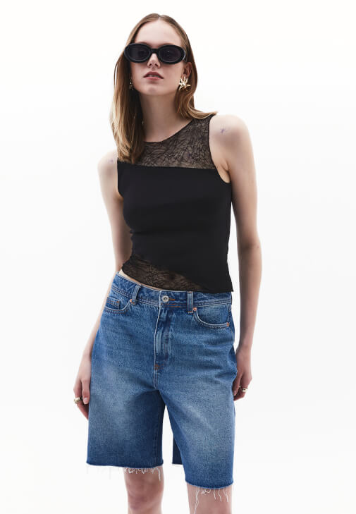 Siyah Dantel Detaylı Atlet
