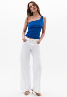 Women Blue Twisted One-Shoulder Tank