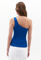 Women Blue Twisted One-Shoulder Tank