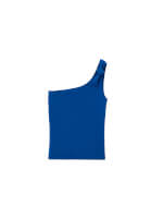 Women Blue Twisted One-Shoulder Tank
