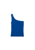 Women Blue Twisted One-Shoulder Tank