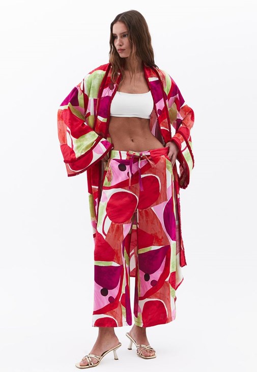 Culotte Saten Pantolon ve Kimono Kombini