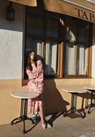 Bayan Çok Renkli Desenli Uzun Elbise