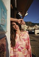 Bayan Çok Renkli Desenli Uzun Elbise