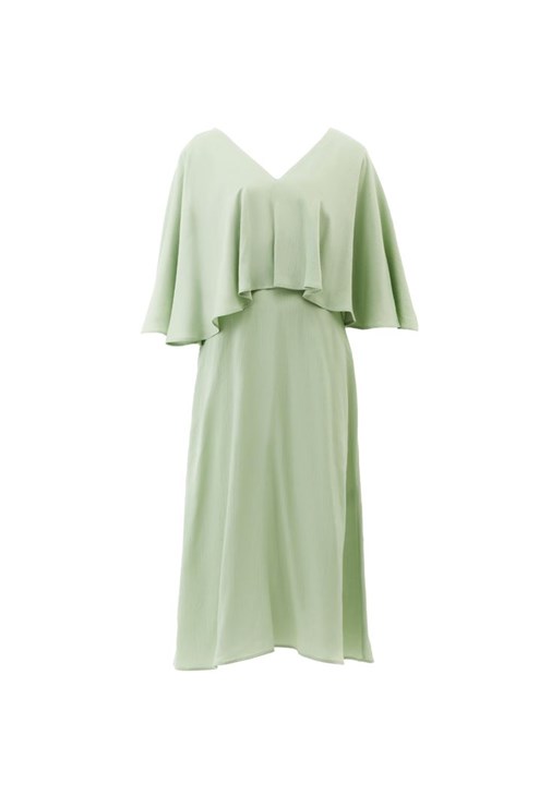 Pelerinli Saten Elbise ve Terlik Kombini