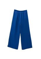 Bayan Mavi Yüksek Bel Wide-Leg Saten Pantolon
