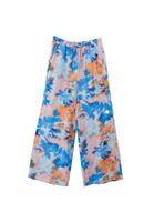 Bayan Çok Renkli Yüksek Bel Wide-Leg Saten Pantolon