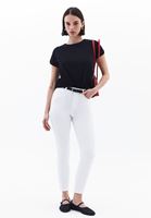 Bayan Beyaz Yüksek Bel Skinny-Fit Pantolon ( TENCEL™ )