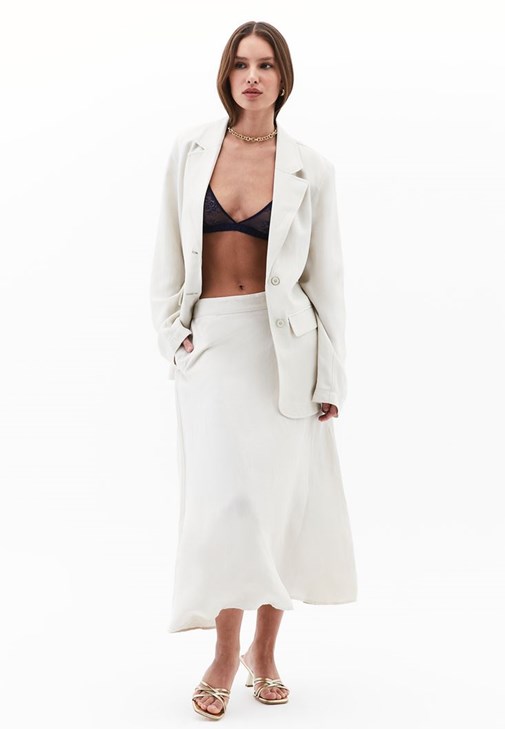  Keten Karışımlı Midi Etek ( TENCEL™ )