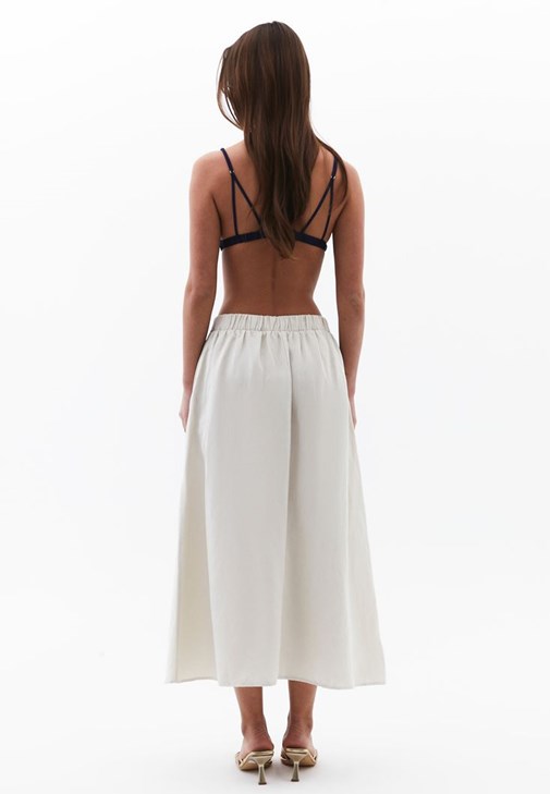 Keten Midi Etek ve Ceket Kombini