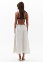Bayan Bej Keten Karışımlı Midi Etek ( TENCEL™ )