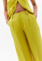 Bayan Yeşil Keten Karışımlı Wide-Leg Pantolon ( TENCEL™ )
