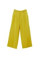 Bayan Yeşil Keten Karışımlı Wide-Leg Pantolon ( TENCEL™ )