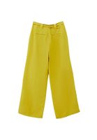 Bayan Yeşil Keten Karışımlı Wide-Leg Pantolon ( TENCEL™ )