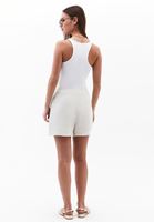 Keten Yüksek Bel Şort Etek ve Atlet Kombini