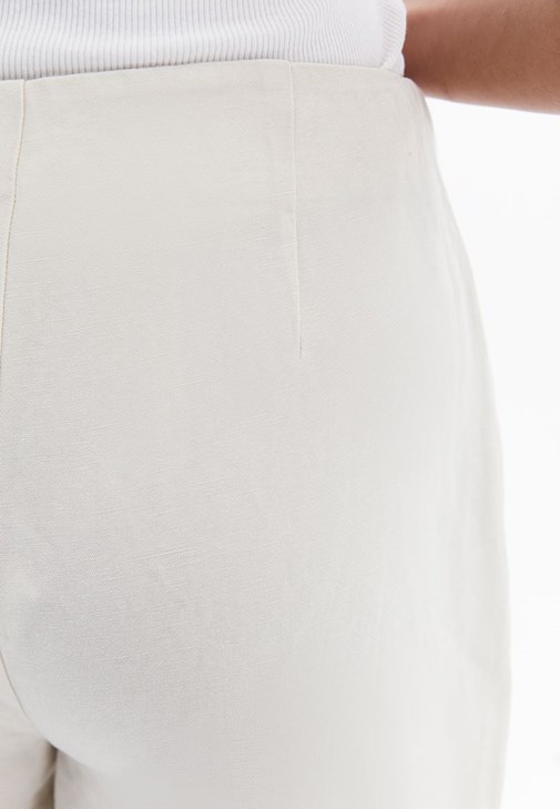 Keten Yüksek Bel Şort Etek ve Atlet Kombini