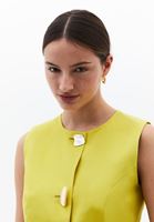 Bayan Yeşil Keten Karışımlı Düğmeli Yelek ( TENCEL™ )