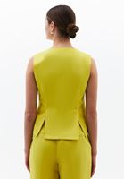 Bayan Yeşil Keten Karışımlı Düğmeli Yelek ( TENCEL™ )