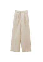 Bayan Krem Keten Karışımlı Wide-Leg Pantolon ( TENCEL™ )
