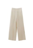 Bayan Krem Keten Karışımlı Wide-Leg Pantolon ( TENCEL™ )