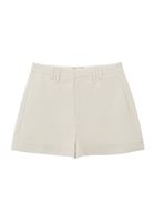 Women Cream Linen-Blend High-Waisted Shorts (Tencel)