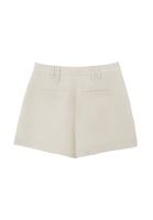 Women Cream Linen-Blend High-Waisted Shorts (Tencel)