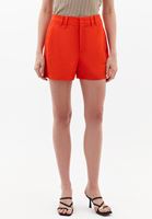 Women Orange Linen-Blend High-Waisted Shorts (Tencel)