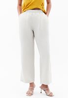 Bayan Bej Keten Karışımlı Straight-Fit Pantolon ( TENCEL™ )