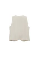 Bayan Bej Keten Karışımlı Düğmeli Yelek ( TENCEL™ )