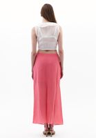 Bayan Pembe Orta Bel Kurdele Detaylı Uzun Etek ( TENCEL™ )