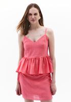 Bayan Pembe V Yaka Fırfırlı Bluz ( TENCEL™ )