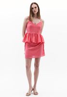 Bayan Pembe V Yaka Fırfırlı Bluz ( TENCEL™ )