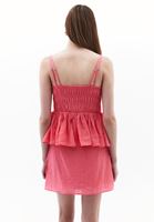 Bayan Pembe V Yaka Fırfırlı Bluz ( TENCEL™ )