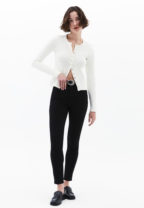 Siyah Skinny-Fit Pantolon ( TENCEL™ )