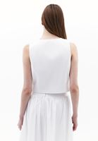 Bayan Beyaz Düğmeli Crop Yelek ( TENCEL™ )