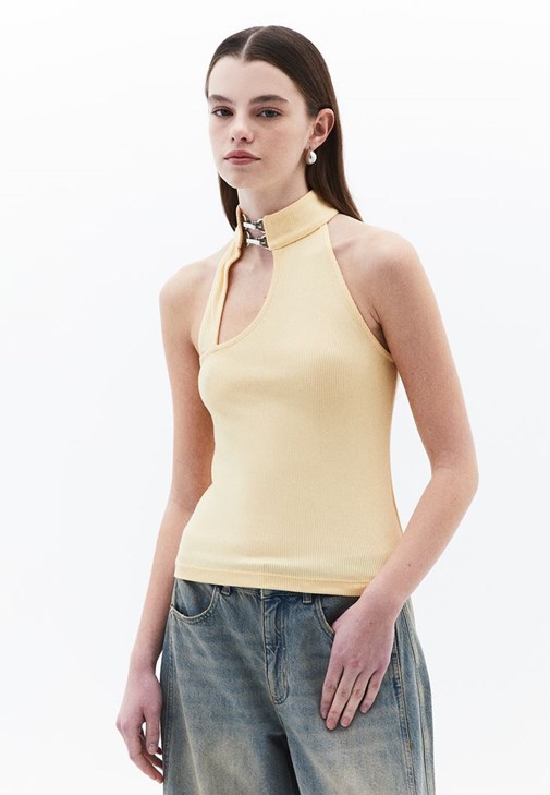 Yaka Detaylı Bluz ve Uzun Etek Kombini