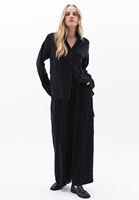 Bayan Siyah Orta Bel Wide-Leg Pantolon ( TENCEL )